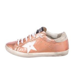 Golden Goose Gold and White Sneakers Vintage Style